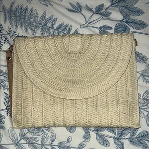 Elegant Cream Woven Clutch BNWOT